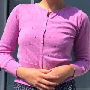 SOLD Y2K Baby Pink Eyelet Cardigan